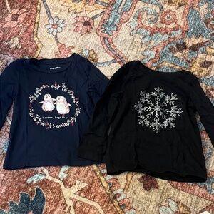 Joe Fresh Kids Long Sleeve Tees - Navy and Black with Winter Designs 3t